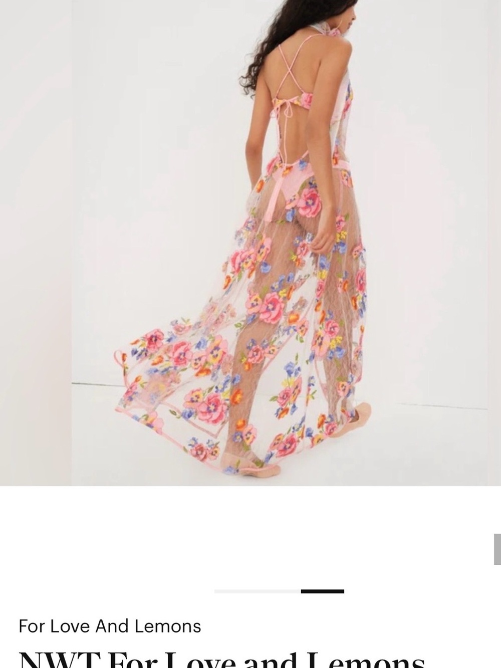 For Love And Lemons Pink Floral Embroidered Maxi Dress - Picture 2 of 6